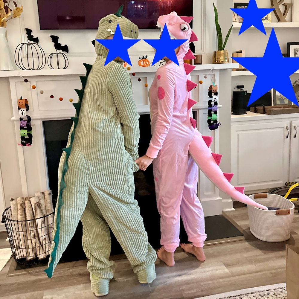 Adult Women's PINK Dinosaur Jumpsuit Halloween Costume One-Piece Large